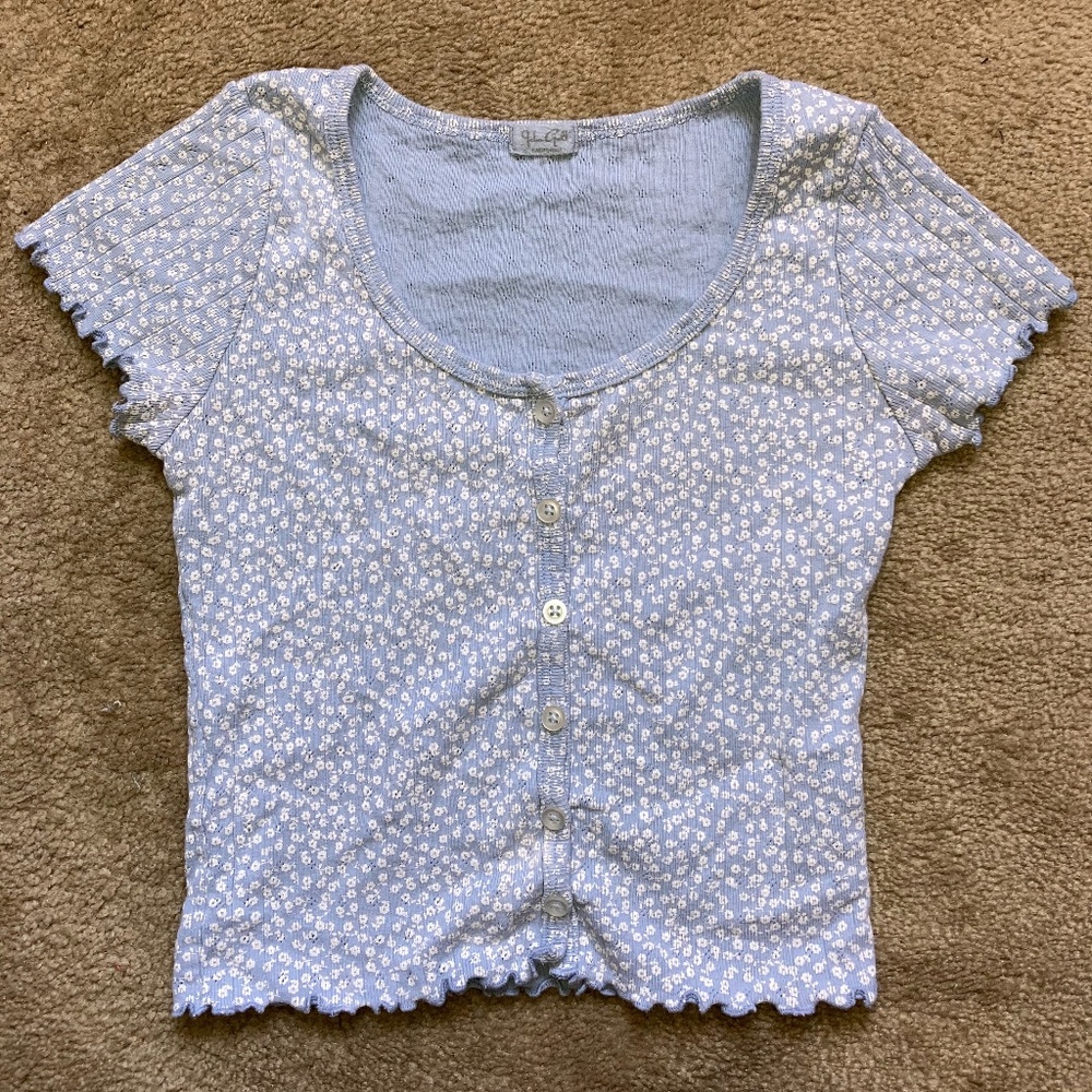Brandy Melville floral top light blue